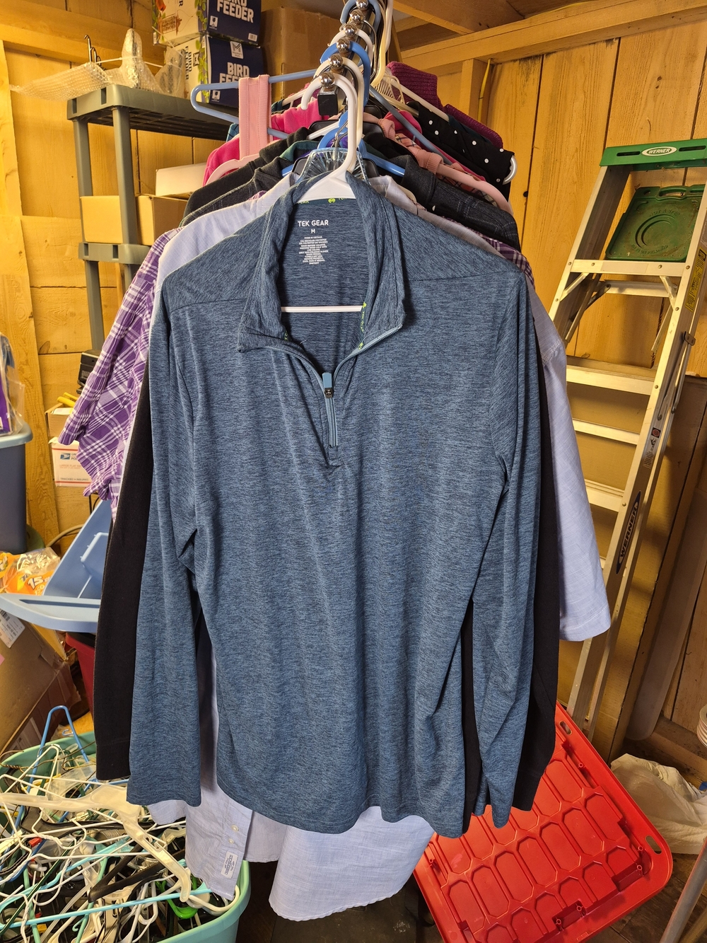 tek gear Men's Quarter-Zip Heathered Navy Blue Pullover Bin 66